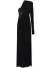 Pinko Robe Drapée Élégante En Jersey Métallisé In Black
