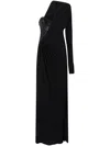Pinko Robe Drapée Élégante En Jersey Métallisé In Black