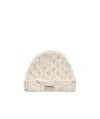 Pinko Curled Wool Knitted Hat In Nude