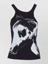 Pinko Curly Horse Graphic Ribbed Sleeveless Top