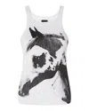 Pinko Curly Tank Top Graphic Print In White