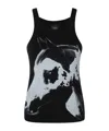 Pinko Curly Horse Graphic Ribbed Sleeveless Top In Black