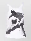 Pinko Curly Tank Top Graphic Print In White