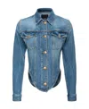 Pinko Curved-hem Denim Jacket In Blue