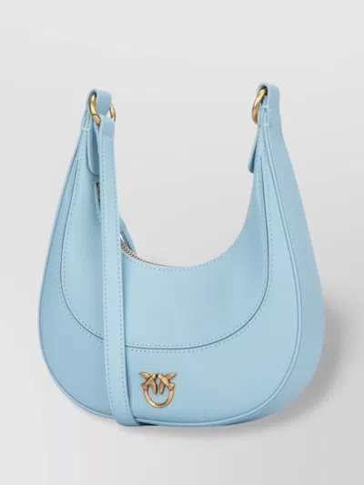 Pinko Curved Silhouette Shoulder Bag With Gold-tone Hardware In Blue