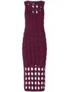 Pinko Braids And Openwork Bordeaux Dress In Purple