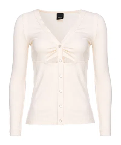 Pinko Cut-out Detailed Ribbed Top In Rose