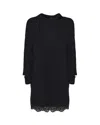 Pinko Black Short Dress With Cut-out Details In Cashmere Blend Woman In Black Limousine