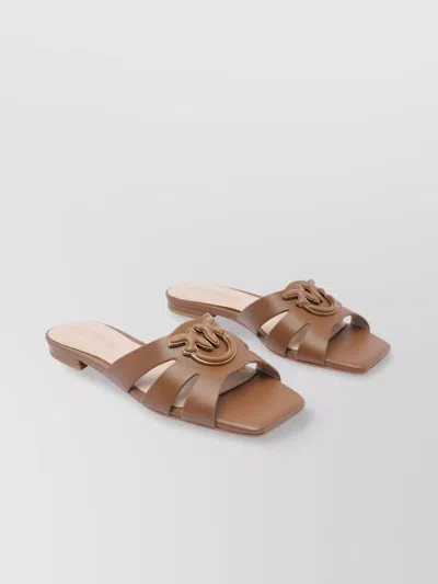 PINKO CUT-OUT EMBELLISHED LEATHER SANDALS