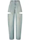 Pinko Wide-leg Jeans With Light Wash And Cut-outs In Blue