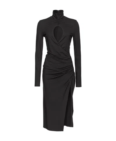 Pinko Cut-out Jersey Midi Dress In Black