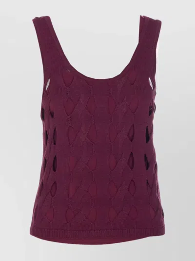 Pinko Cut-out Knit Texture Sleeveless Top In Red