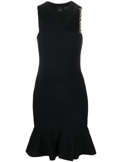 Pinko Cut-out Knitted Minidress In 黑色