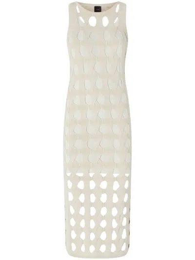 Pinko Sleeveless Midi Dress With Unique Cut-out Design In White