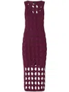 Pinko Perforated Knit Midi Dress In Red