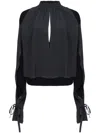 Pinko Silk-blend Blouse With Ruffled Sleeves In Black
