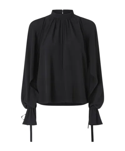 Pinko Cut-out Long-sleeve Blouse In Black