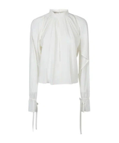 PINKO PINKO CUT-OUT LONG-SLEEVED TIED-CUFF BLOUSE