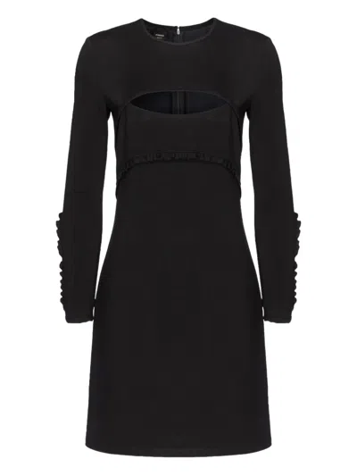 Pinko Cut-out Ruffled Mini Dress In Black