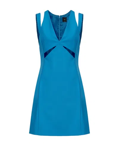 Pinko Cut-out V-neck Short Dress In Blue