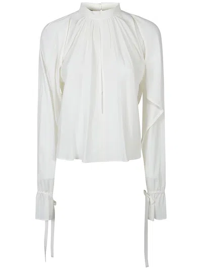 Pinko Flowing Blouse In Silk Blend In White