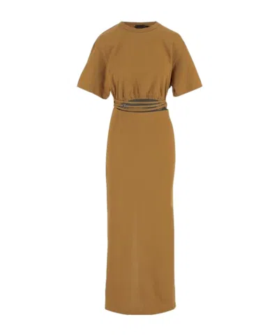 Pinko Cut-out Waist Maxi Dress In Brown