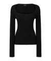 Pinko Ribbed Sweater In Wool And Cashmere In Black