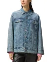 Pinko Dakar Giubbino Embellished Denim Jacket In Dark Mid Wash
