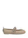 Pinko Nappa Leather Ballet Flats With Straps And Bow