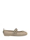 Pinko Nappa Leather Ballet Flats With Straps And Bow