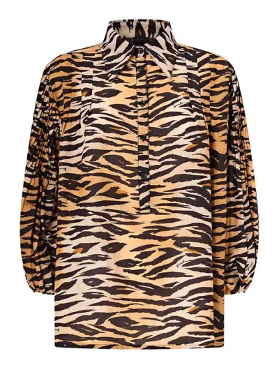 Pinko Darcey Blouse In Cotton And Silk In Animal Print