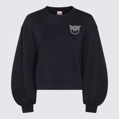 Pinko Dark Blue Cotton Sweatshirt In Black