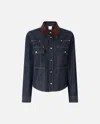 Pinko Contrast-stitching Denim Shirt In Lavaggio Rinse Blu Scuro