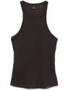 Pinko Stretch Cotton Top With Logo In Dark Brown