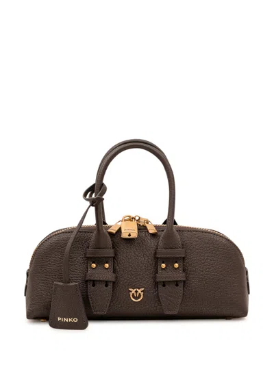 Pinko Dark Brown Escape Small Satchel In White