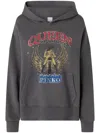 Pinko Motorbike Rider-print Oversized Hoodie In Dark Grey