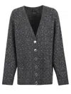 Pinko Dark Grey Knitted Cardigan With V-neckline In Gray