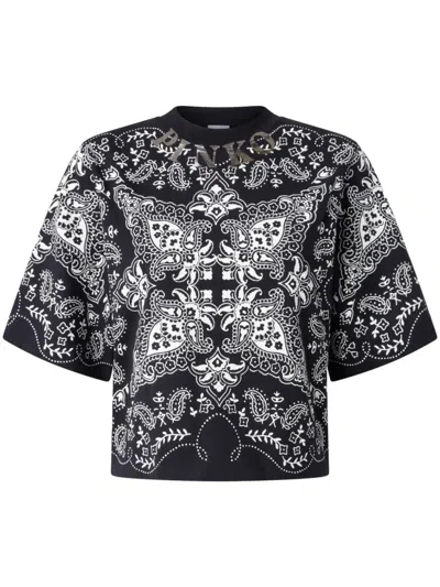 PINKO DARK GREY PAISLEY PRINT T-SHIRT