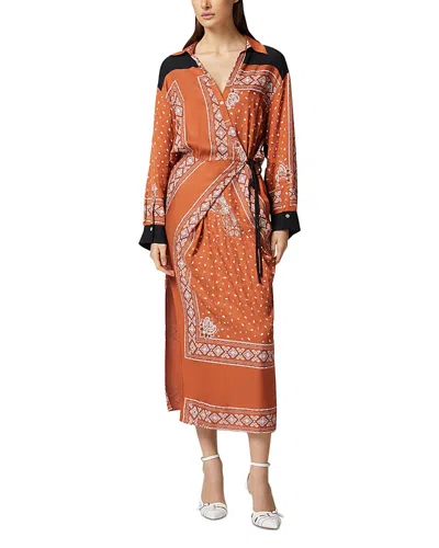 Pinko Darling Abito Twill Dress In Burnt/white