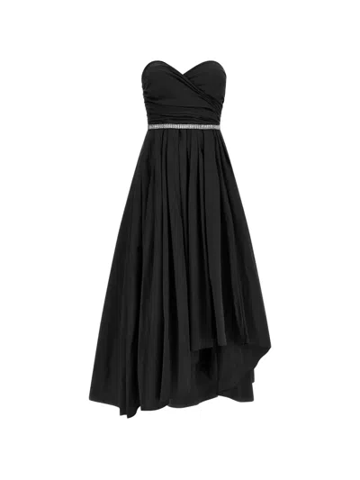 Pinko Dattero Dress Strapless Ruched Bodice Skirt In Black