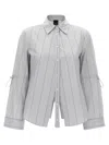 Pinko Striped Collar Shirt With Adjustable Ties In Gray