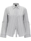 Pinko Striped Collar Shirt With Adjustable Ties In Grey