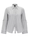 Pinko Striped Collar Shirt With Adjustable Ties In Gray