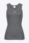 Pinko Love Birds-embroidered Ribbed Tank Top In Grey - Crow