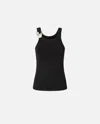 Pinko Reimagine By  X Patrick Mcdowell Ribbed Vest Top With Buckle In Limo Black