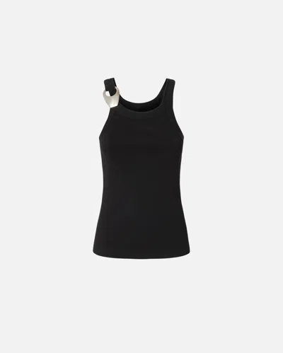 Pinko Reimagine By  X Patrick Mcdowell Ribbed Vest Top With Buckle In Limo Black