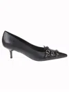 Pinko Pointed Toe Pumps With Decorative Buckles In Black