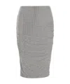 Pinko 'kedrin' Grey Rhinestoned Midi Skirt With Elastic Waist In Gray