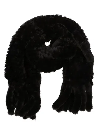 Pinko Deep Black Gelso Faux Fur Scarf