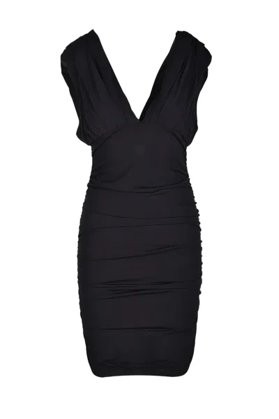 Pinko Deep V-neck Mini Dress In Black